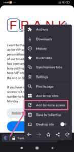 add frankspeech to homepage in android phone with firefox browser