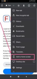 add frankspeech to homepage in android phone