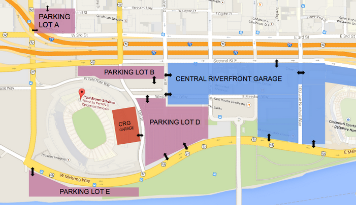 Paul Brown Stadium Official Parking Map