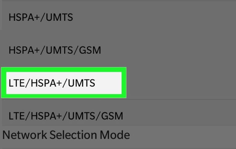 Enable 4G as your network mode of choice