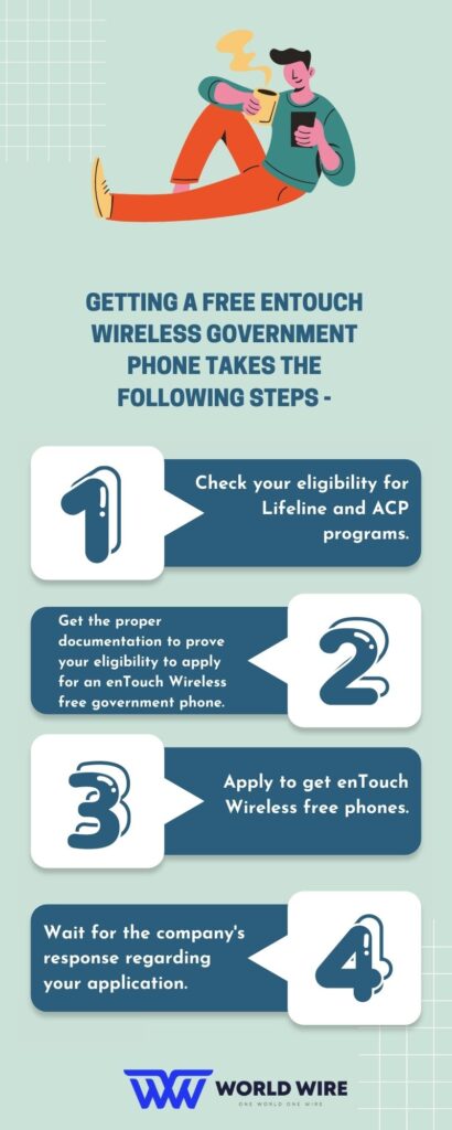 Getting a free enTouch Wireless government phone takes the following steps -