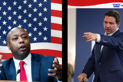 Ron DeSantis asks Tim Scott Do you side with Kamala Harris