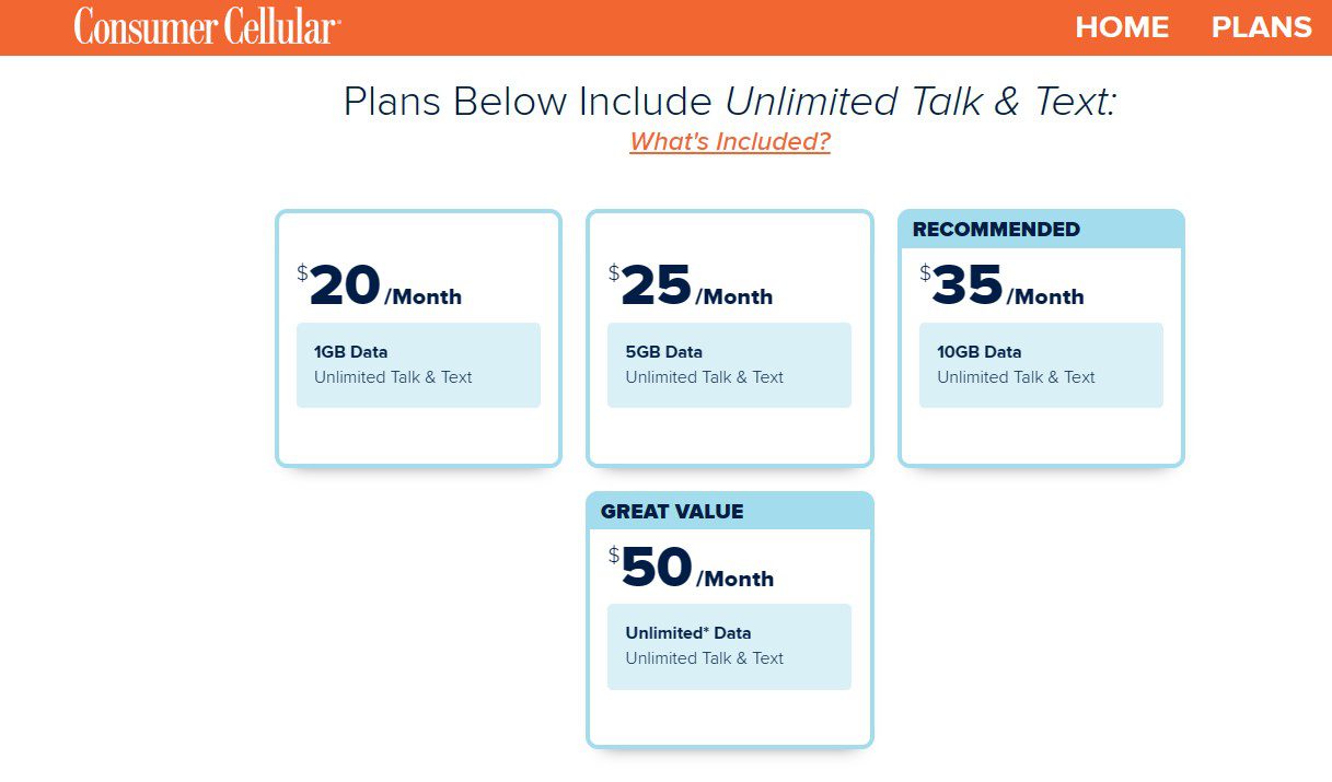 Consumer Cellular Plans